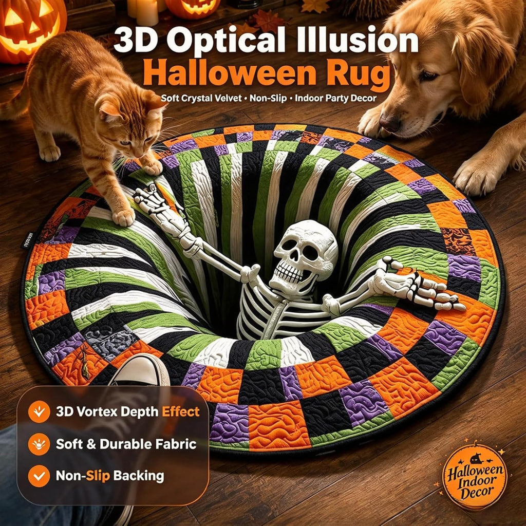 3D Halloween Rugs, Halloween 3D Rugs Optical Illusion 24In